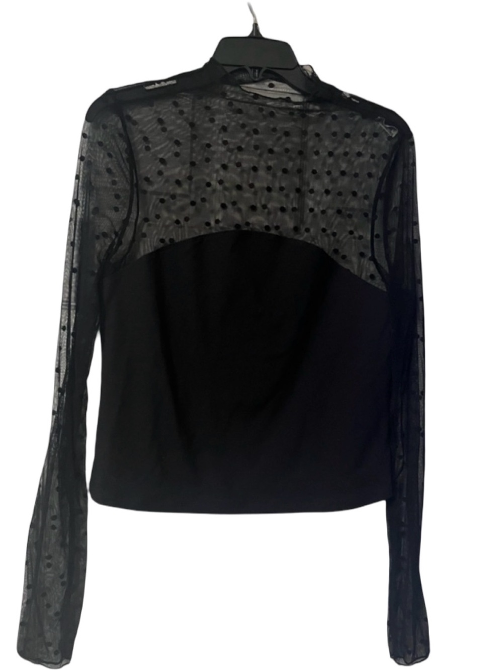 Free People/ FP Intimately Elegant Black Sheer Sleeve Top Size Large